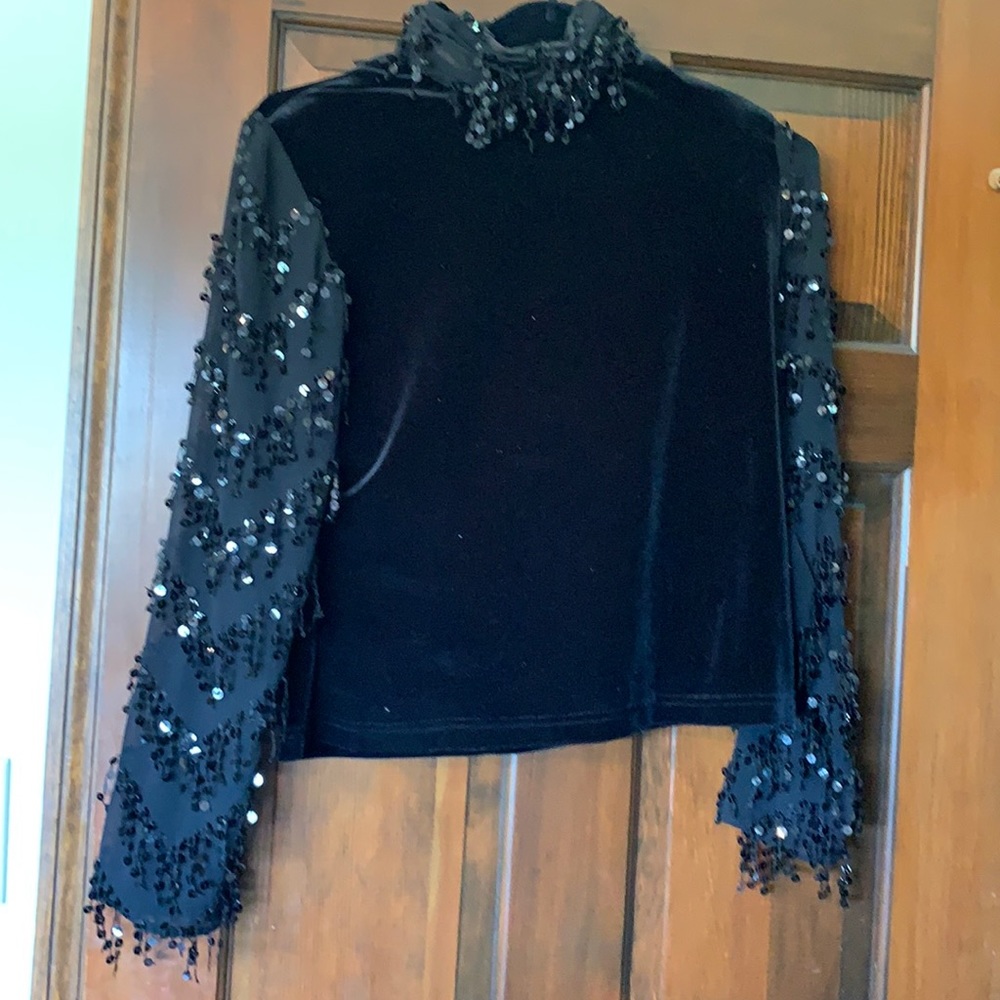 Vintage velvet and sparkle fringe top